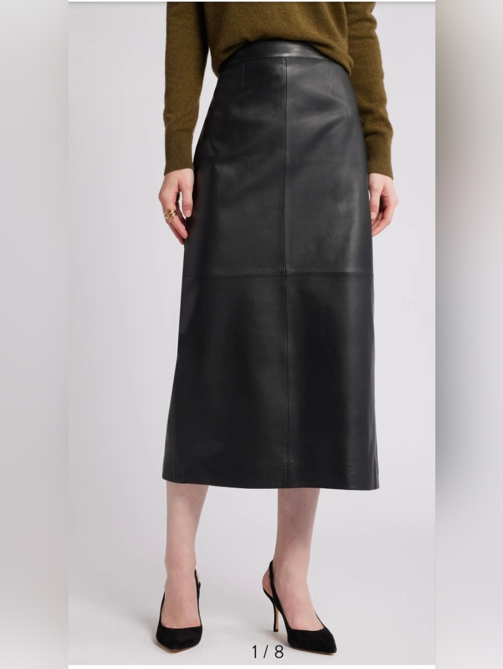 Nordstrom Black Leather Midi Skirt